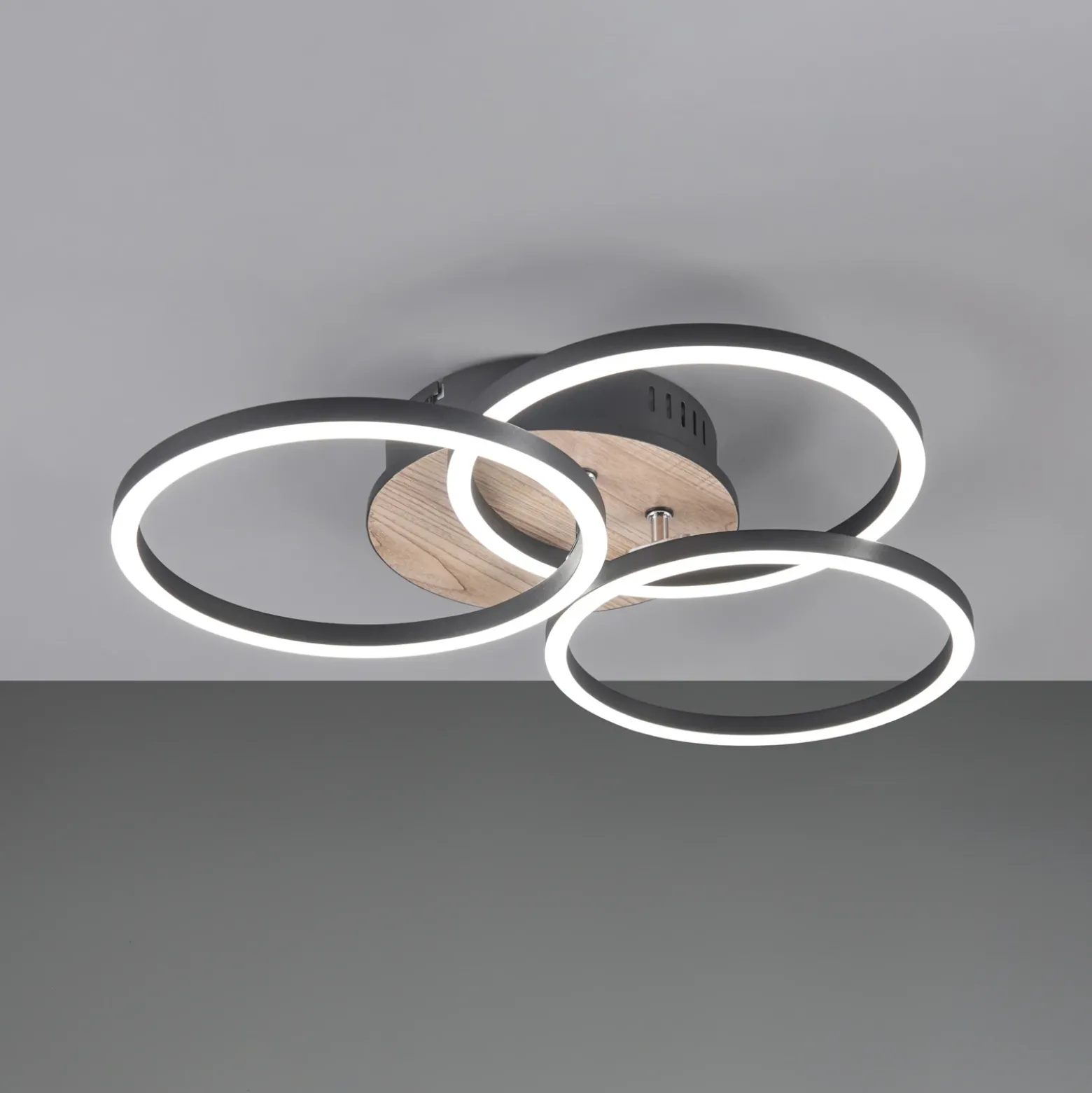 Plafón LED Circle 3 luces control remoto madera