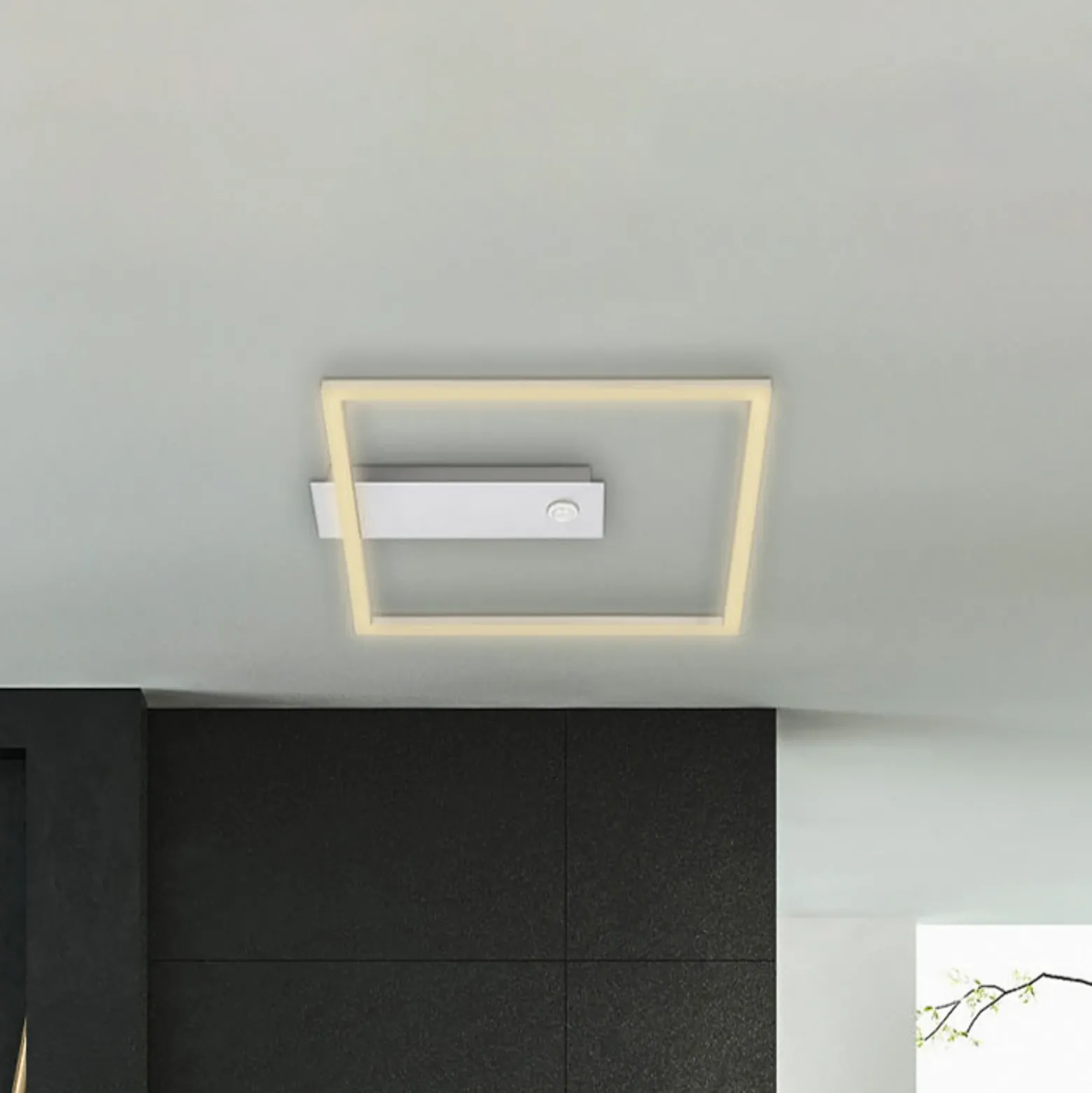 Plafón LED con sensor Nici cuadrado aluminio