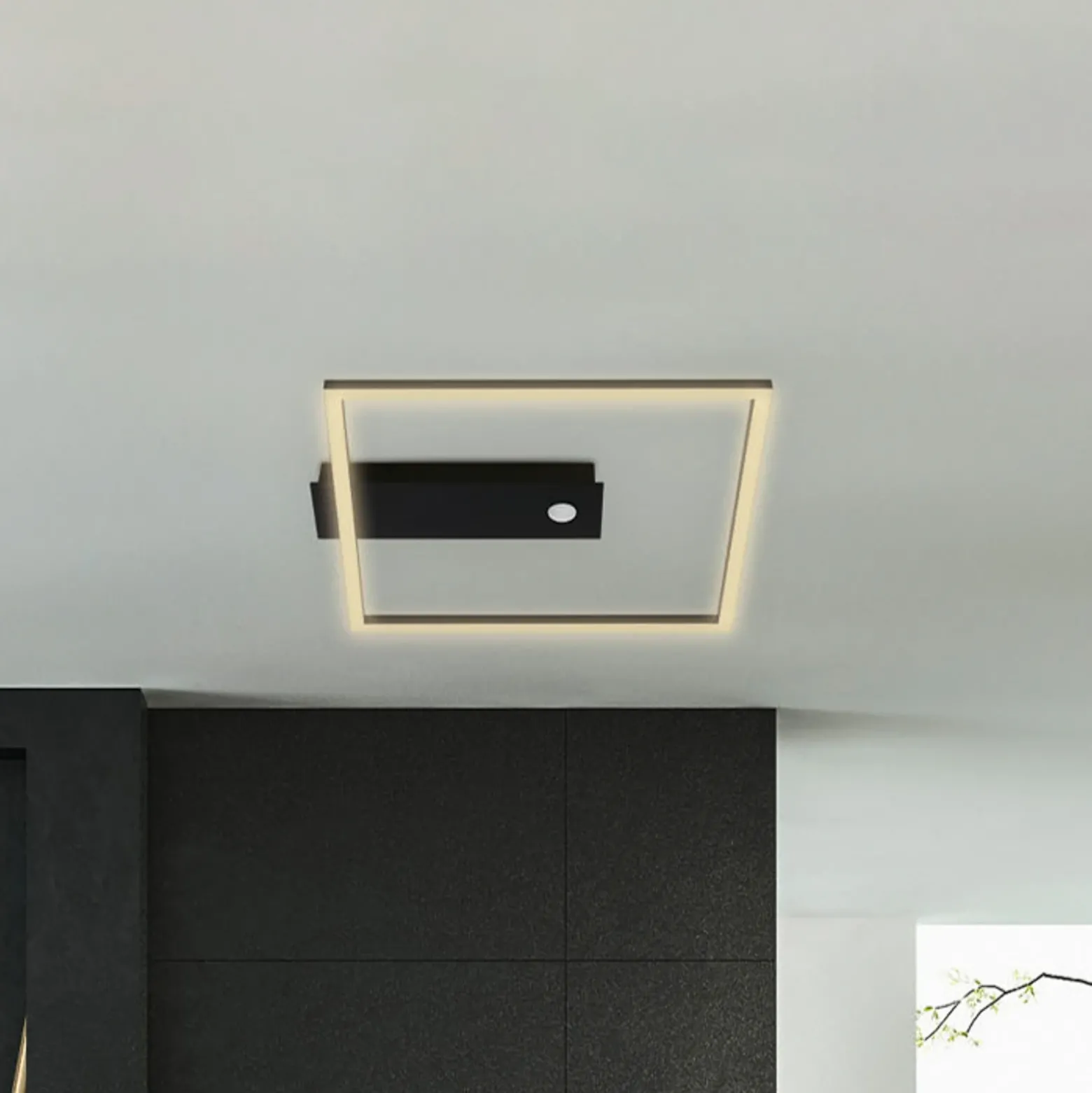 Plafón LED con sensor Nici cuadrado negro