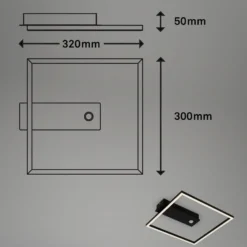 Plafón LED con sensor Nici cuadrado negro