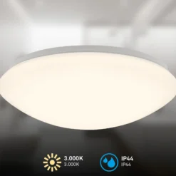 Plafón LED Elara, blanco, Ø 29 cm, IP44, plástico