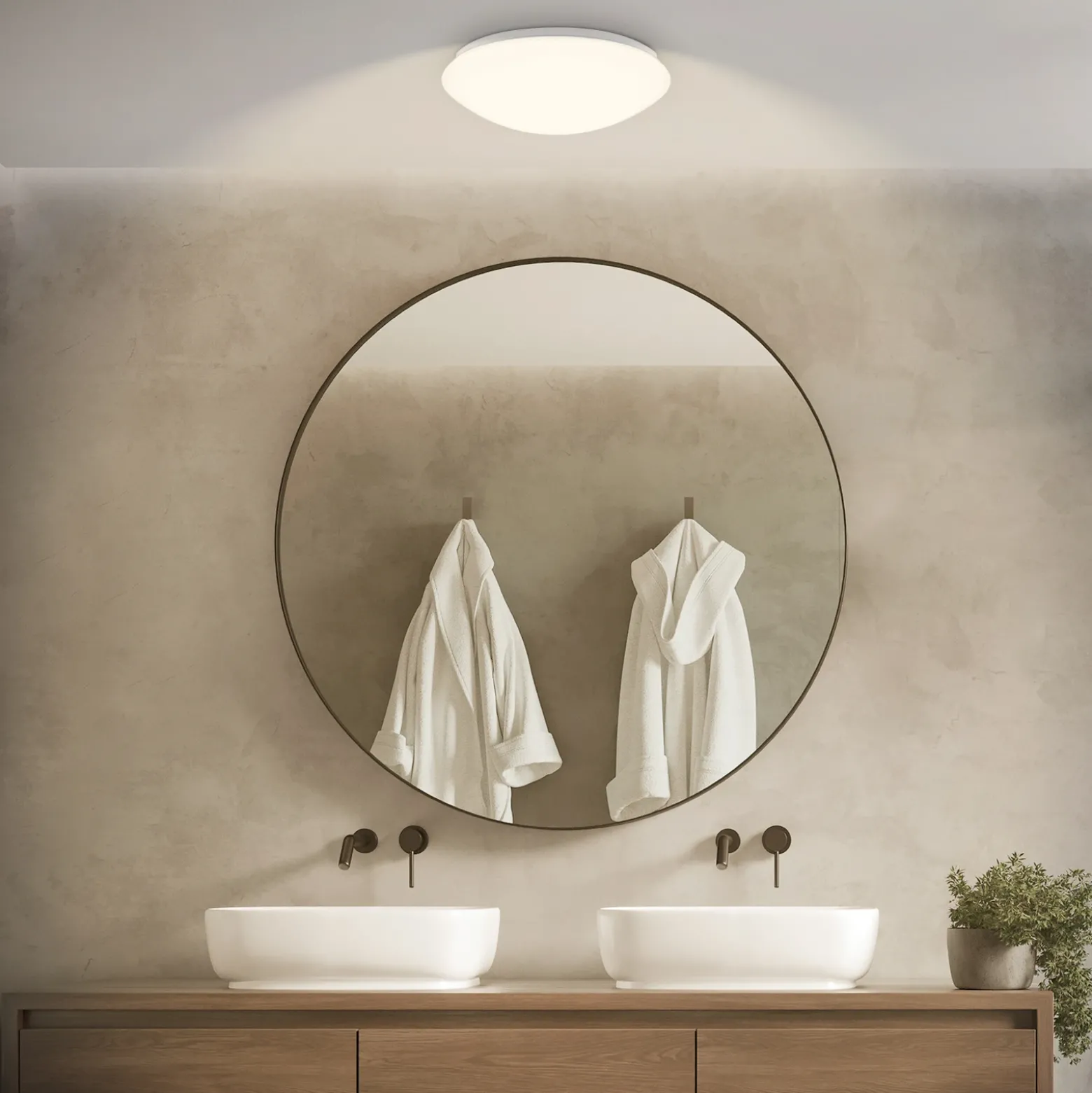 Plafón LED Elara, blanco, Ø 29 cm, IP44, plástico