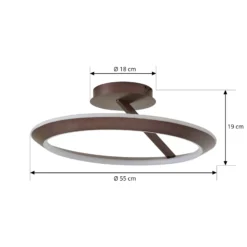 Plafón LED Eldra de Lucande, marrón café, Ø 55 cm, CCT