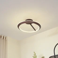 Plafón LED Eldra de Lucande, marrón café, Ø 55 cm, CCT