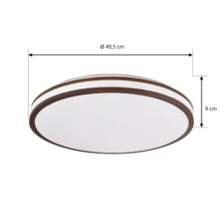 Plafón LED Emiva de Lindby, Ø 50 cm, madera oscura, CCT