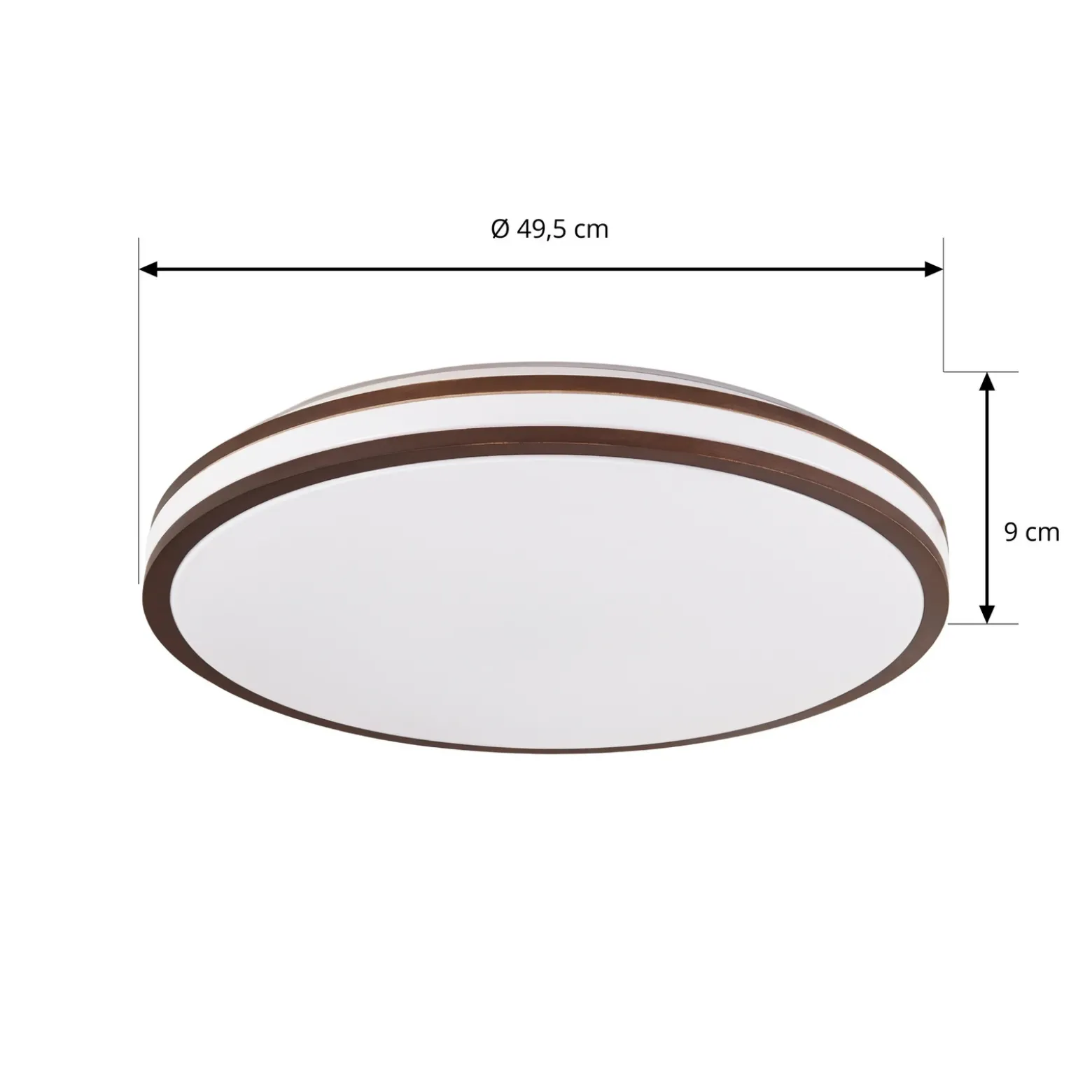 Plafón LED Emiva de Lindby, Ø 50 cm, madera oscura, CCT