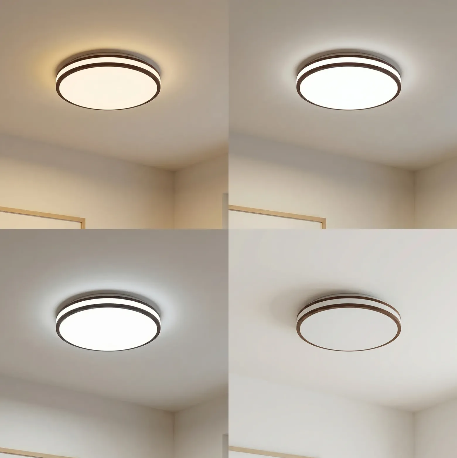 Plafón LED Emiva de Lindby, Ø 40 cm, madera oscura, CCT
