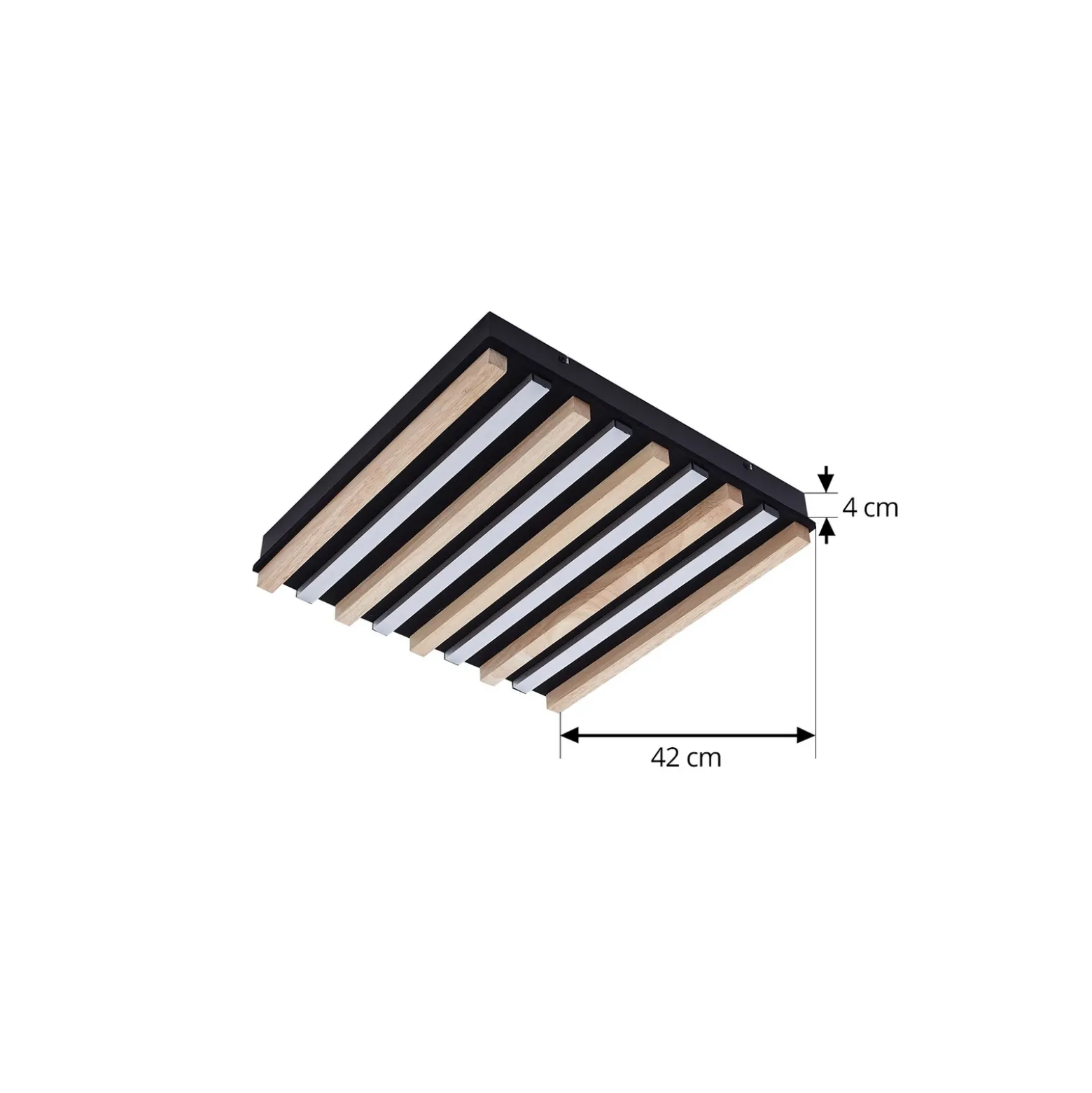 Plafón LED Firka de Lindby, blanco, madera, 42 cm, CCT, atenuable.