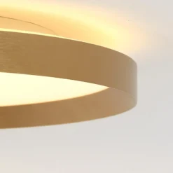 Plafón LED Flady, color dorado, Ø 40 cm directo/indirecto