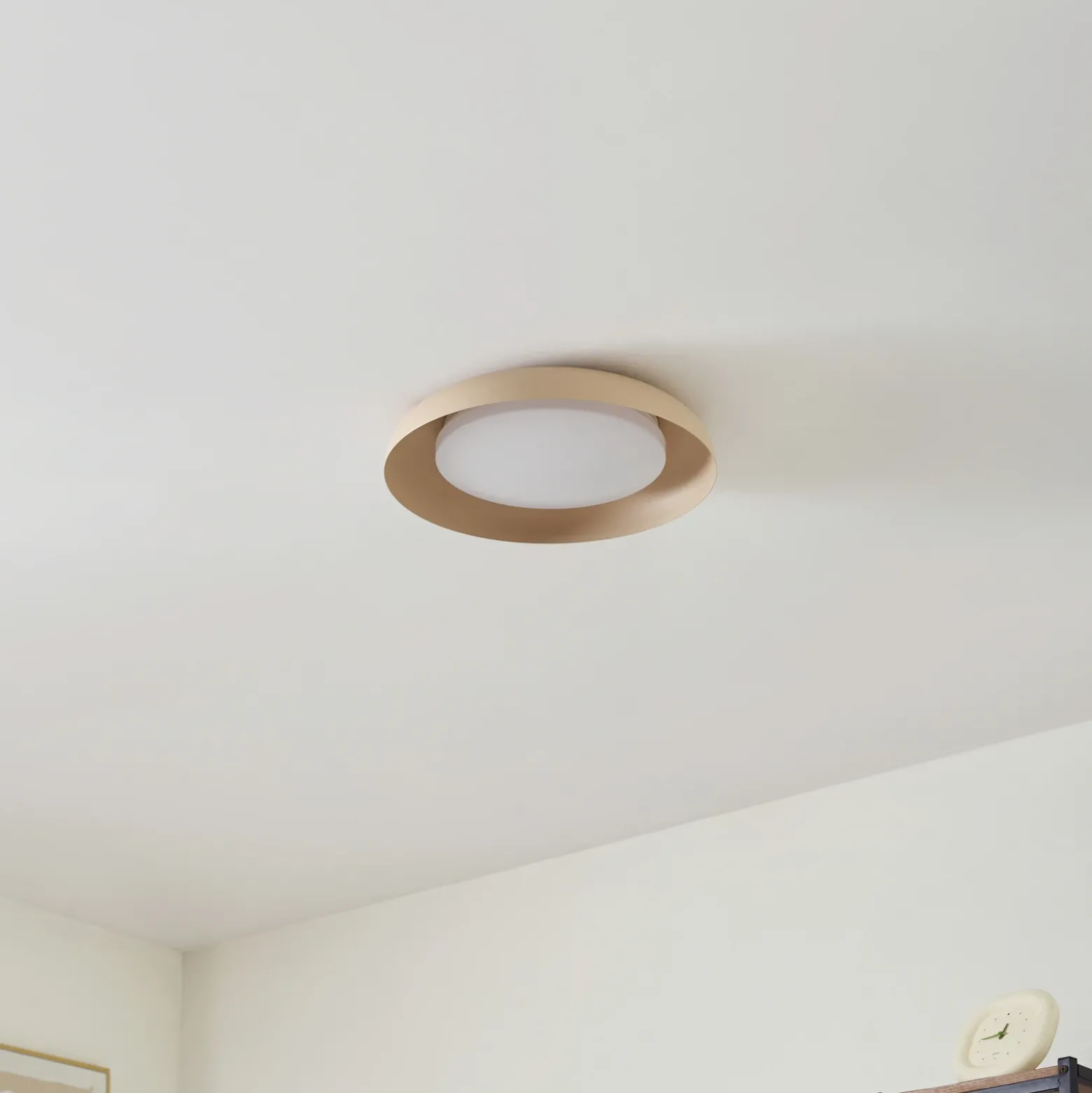 Plafón LED Florie de Lindby, beige, metal, Ø 40 cm