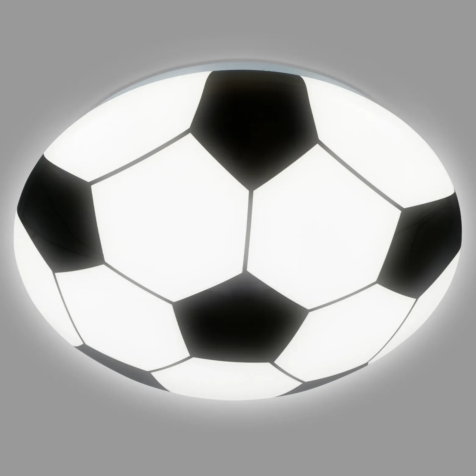 Plafón LED Fútbol, negro/blanco, Ø 27,5cm