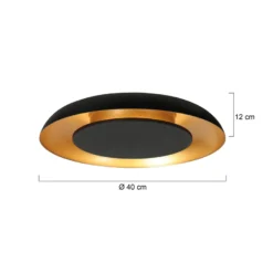 Plafón LED Golden Veil, negro/dorado, atenuable, metal