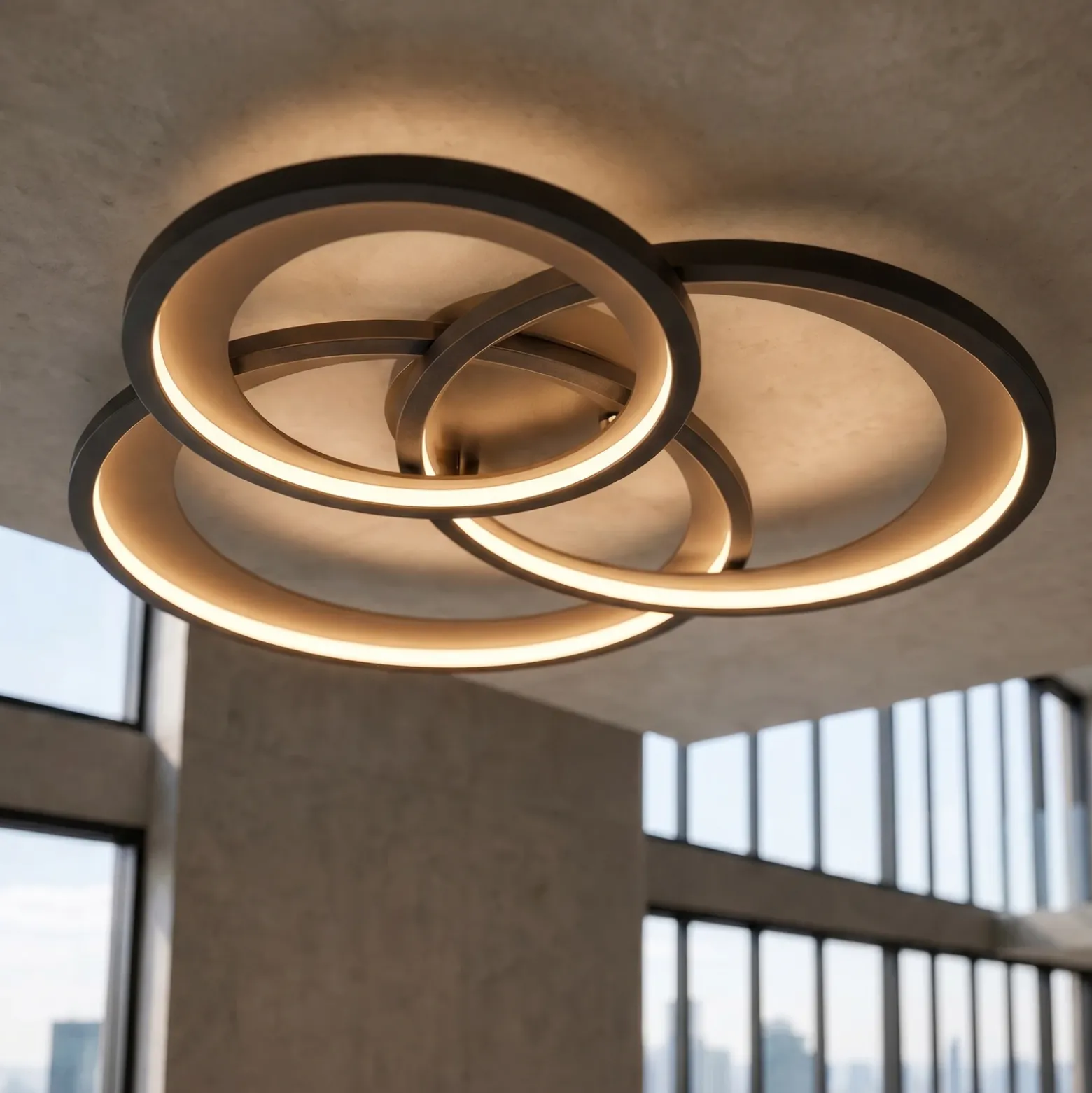 Plafón LED Granada, negro mate/oro