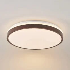 Plafón LED Hudsona de Lindby, Ø 49 cm, madera, marrón