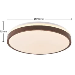 Plafón LED Hudsona de Lindby, Ø 49 cm, madera, marrón