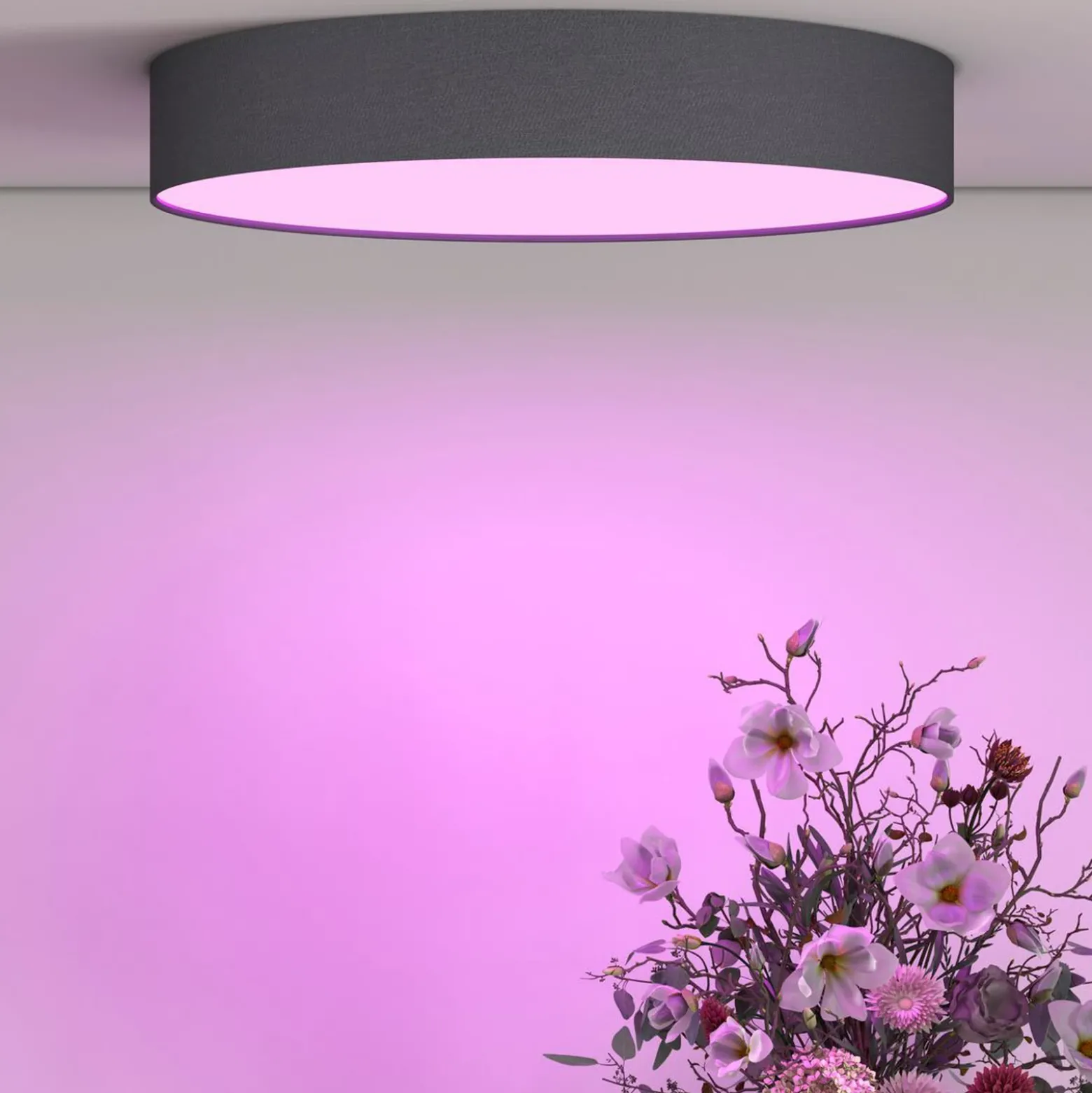 Plafón LED inteligente Calex Fabric, Ø 40 cm, RGBW, atenuable