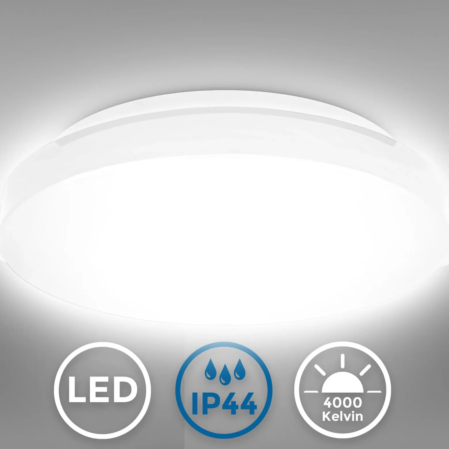 Plafón LED Iva, IP44, blanco, plástico, 4000 K