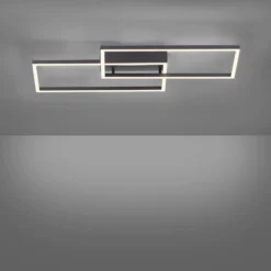 Plafón LED Iven, atenuable, negro, 60,5 x 32,5 cm