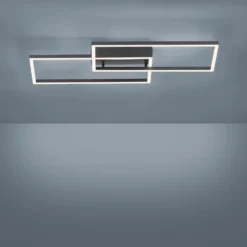 Plafón LED Iven, atenuable, negro, 60,5 x 32,5 cm