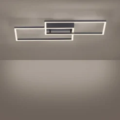 Plafón LED Iven, atenuable, negro, 60,5 x 32,5 cm