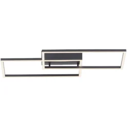 Plafón LED Iven, atenuable, negro, 60,5 x 32,5 cm