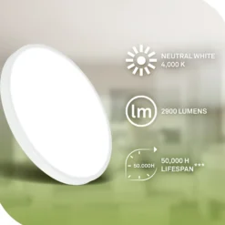 Plafón LED Kaida, blanca, Ø 30 cm, EEC A, 4000 K