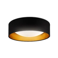 Plafón LED Kari, negro/dorado, textil, 4000 K