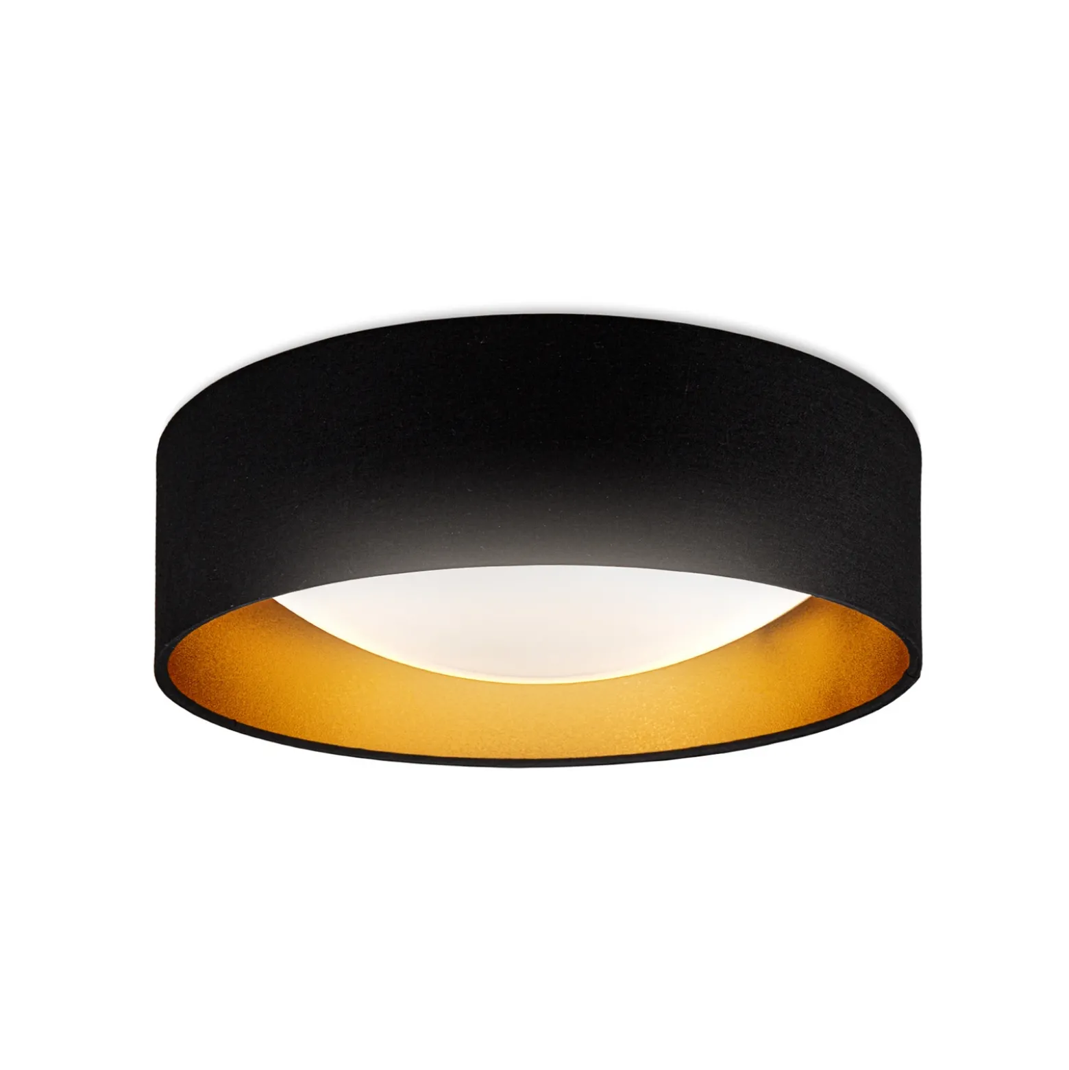 Plafón LED Kari, negro/dorado, textil, 4000 K