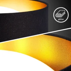 Plafón LED Kari, negro/dorado, textil, 4000 K