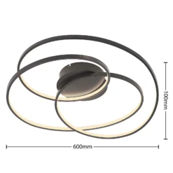 Plafón LED Kateryna de Lindby, negro, Ø 60 cm, atenuable