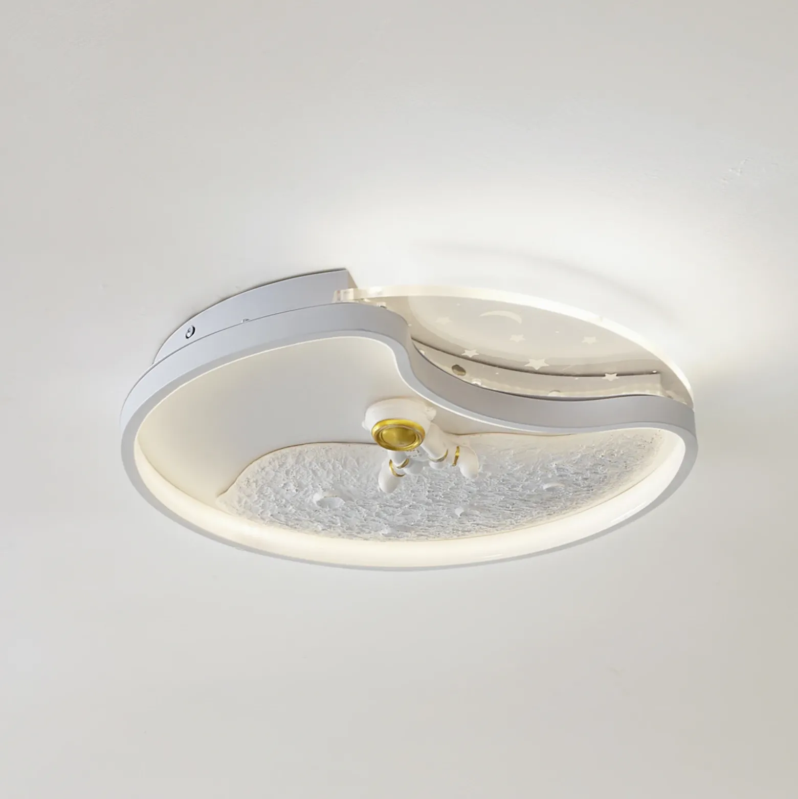 Plafón LED Kosmo de Lindby, 40 cm, blanco, metal, luna