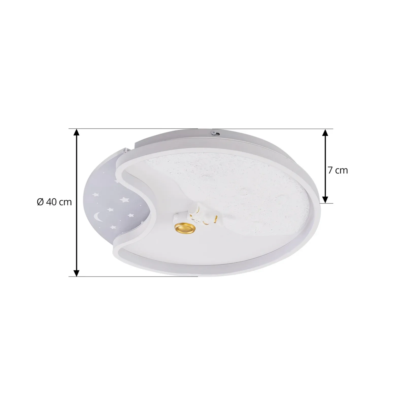 Plafón LED Kosmo de Lindby, 40 cm, blanco, metal, luna