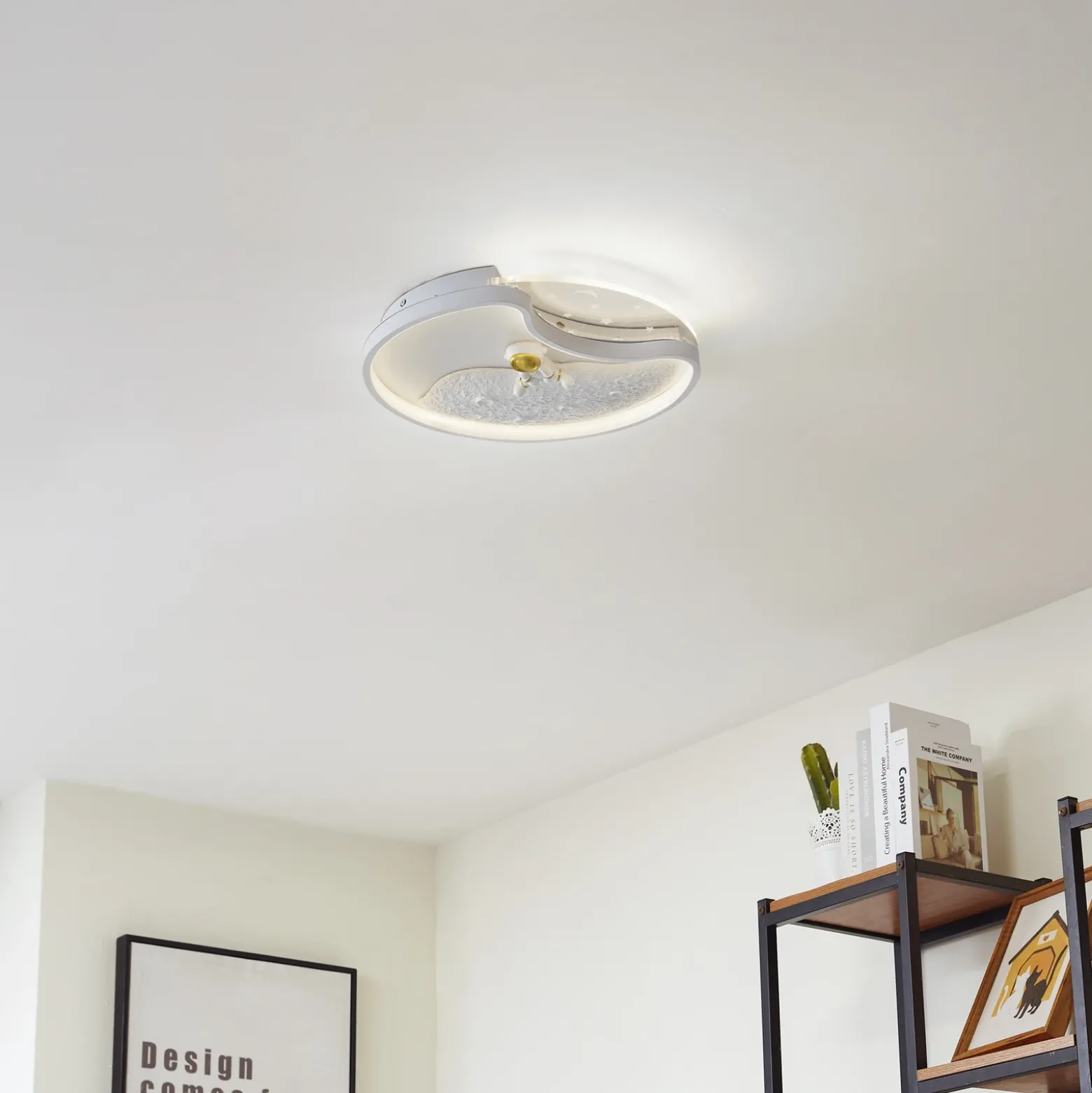 Plafón LED Kosmo de Lindby, 40 cm, blanco, metal, luna