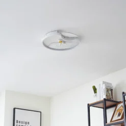 Plafón LED Kosmo de Lindby, 40 cm, blanco, metal, luna