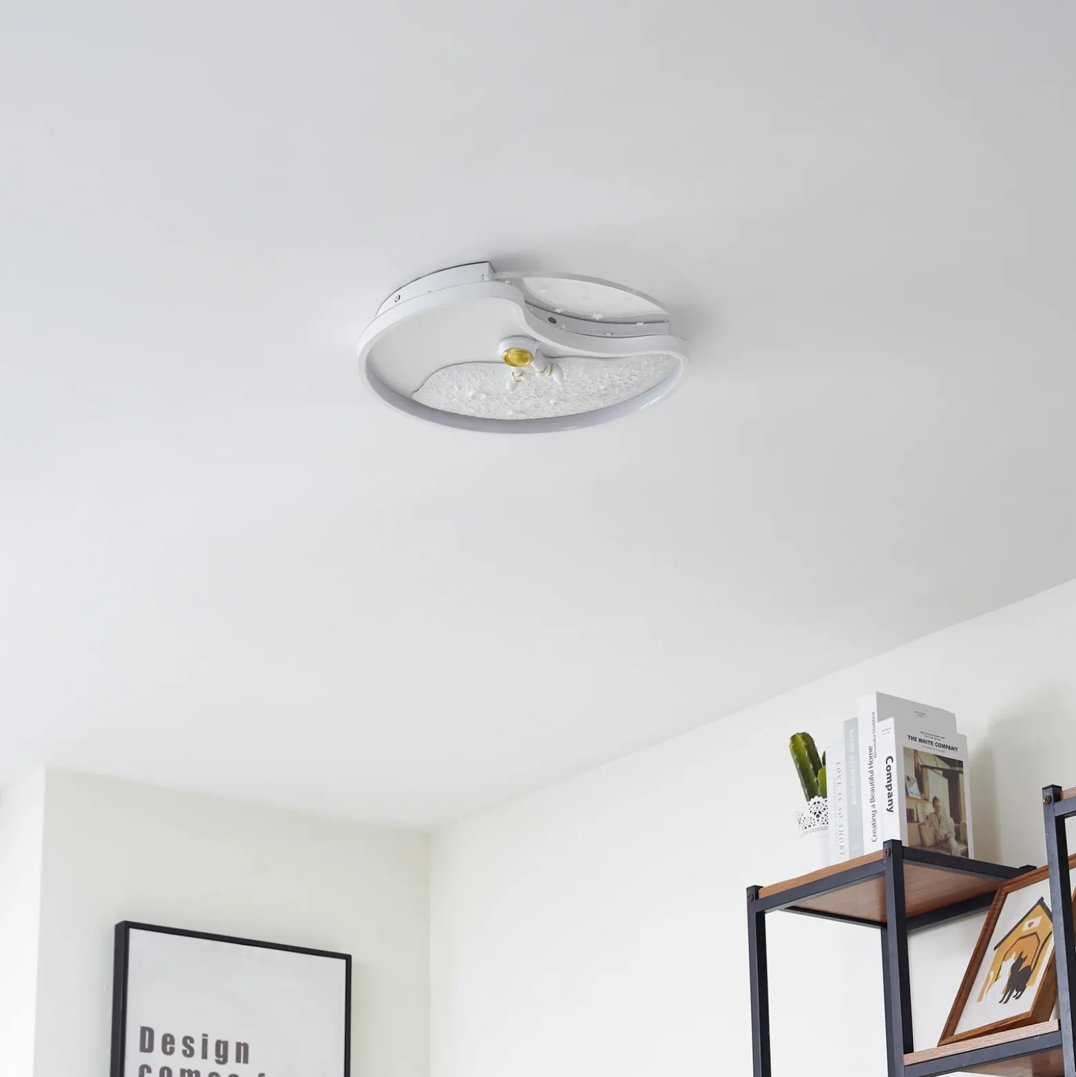 Plafón LED Kosmo de Lindby, 40 cm, blanco, metal, luna