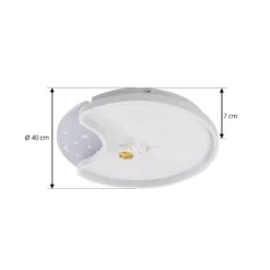 Plafón LED Kosmo de Lindby, 40 cm, blanco, metal, luna