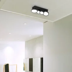 Plafón LED LightMe Aqua GU10, 4 luces, negro