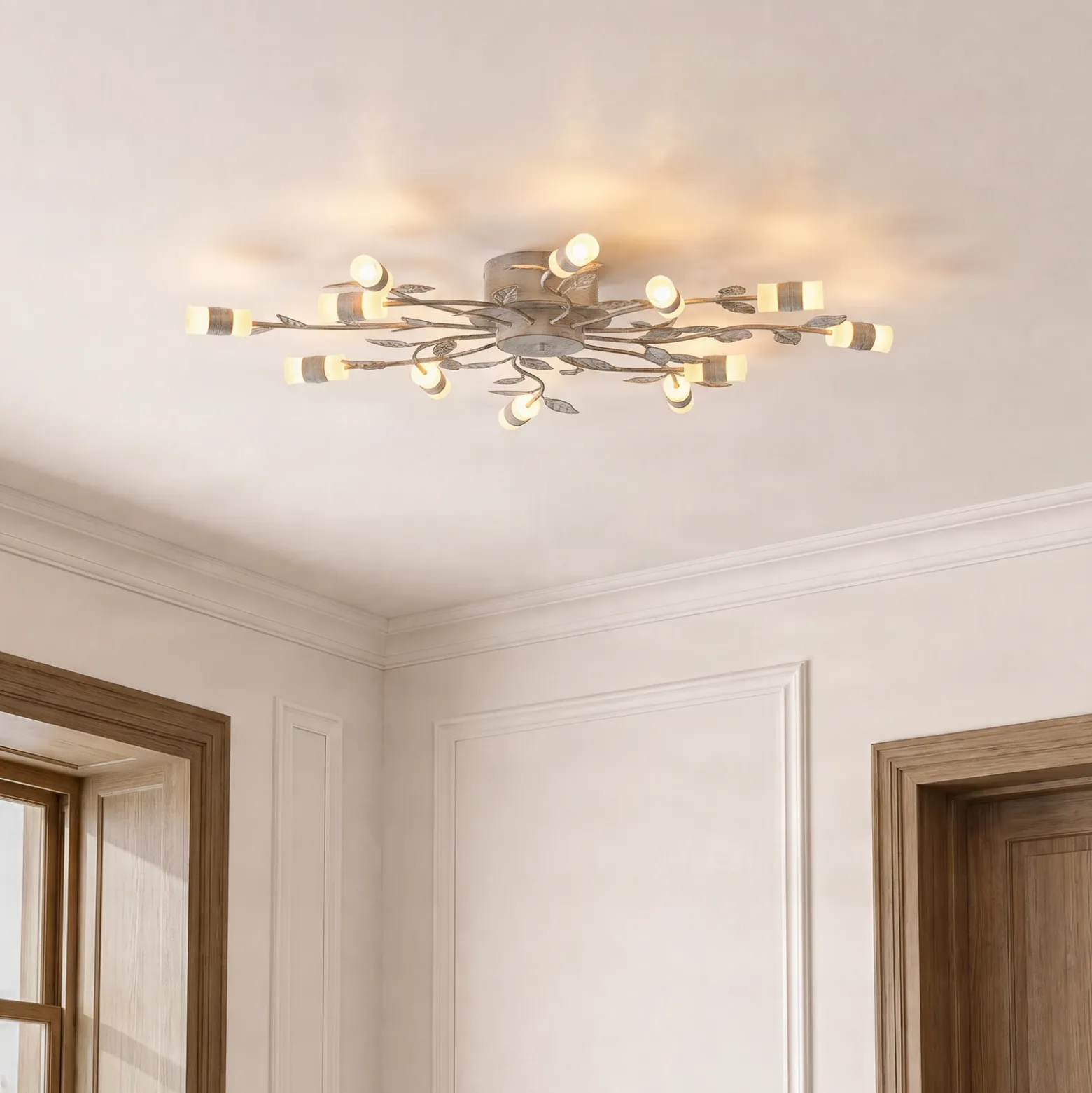 Plafón LED Lindby Bolonia, latón/blanco, Ø 80 cm