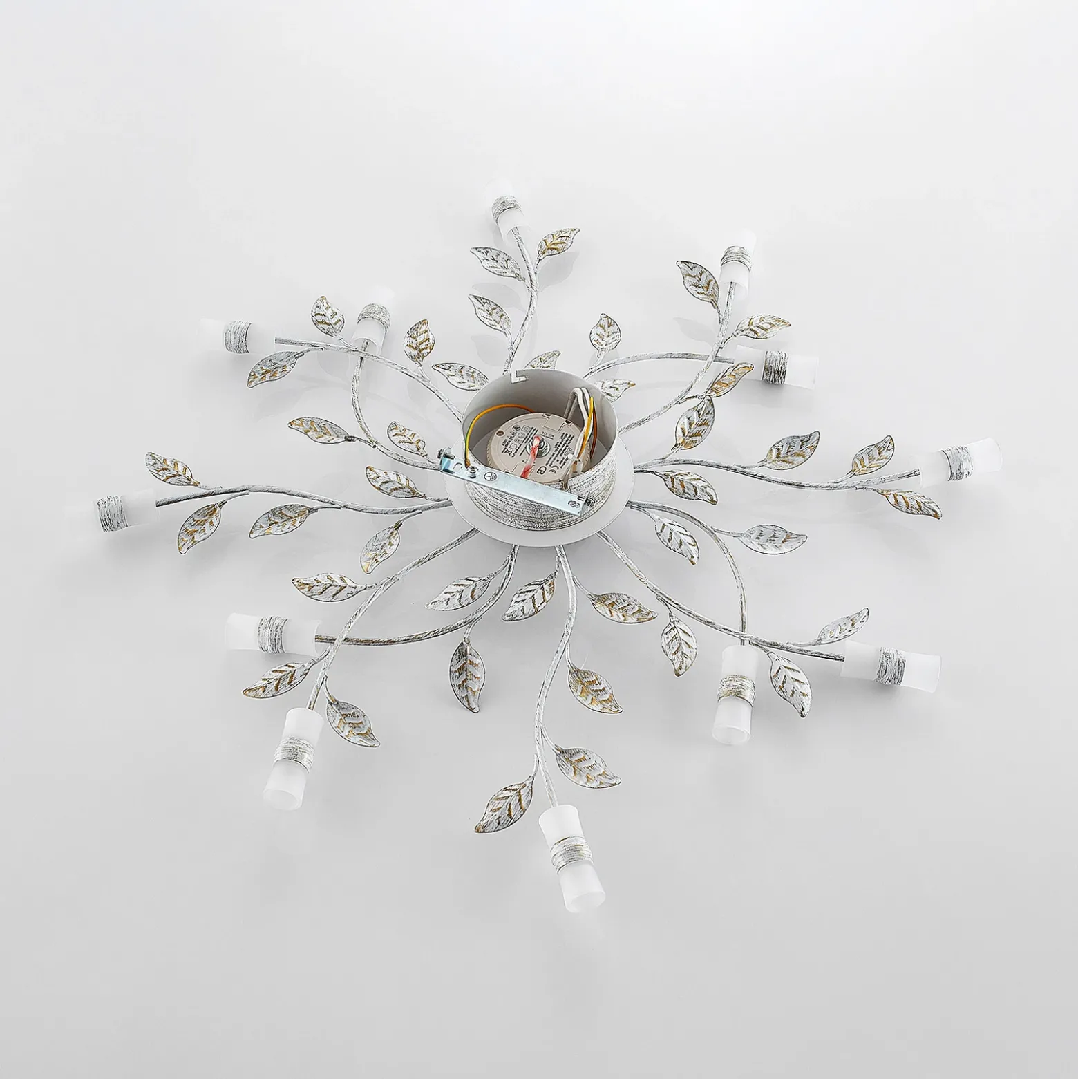 Plafón LED Lindby Bolonia, latón/blanco, Ø 80 cm