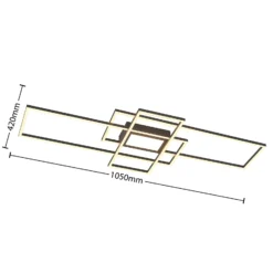 Plafón LED Lindby Caitlin, antracita, metal, 105cm