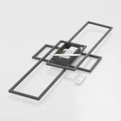 Plafón LED Lindby Caitlin, antracita, metal, 105cm