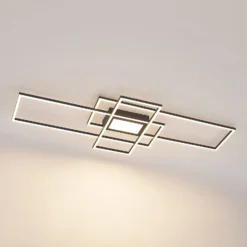 Plafón LED Lindby Caitlin, antracita, metal, 105cm