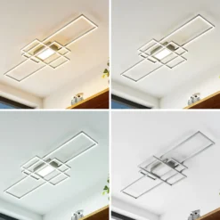 Plafón LED Lindby Caitlin, níquel, metal, 105cm