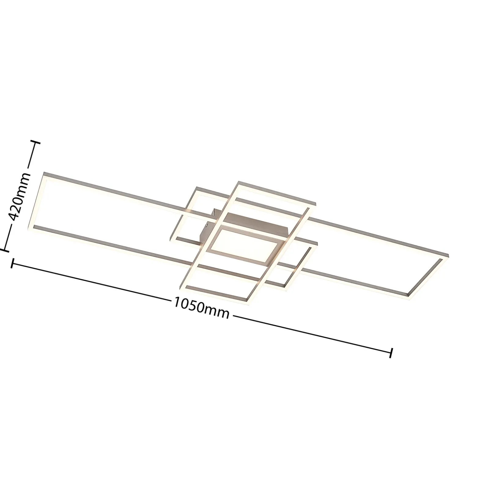 Plafón LED Lindby Caitlin, níquel, metal, 105cm