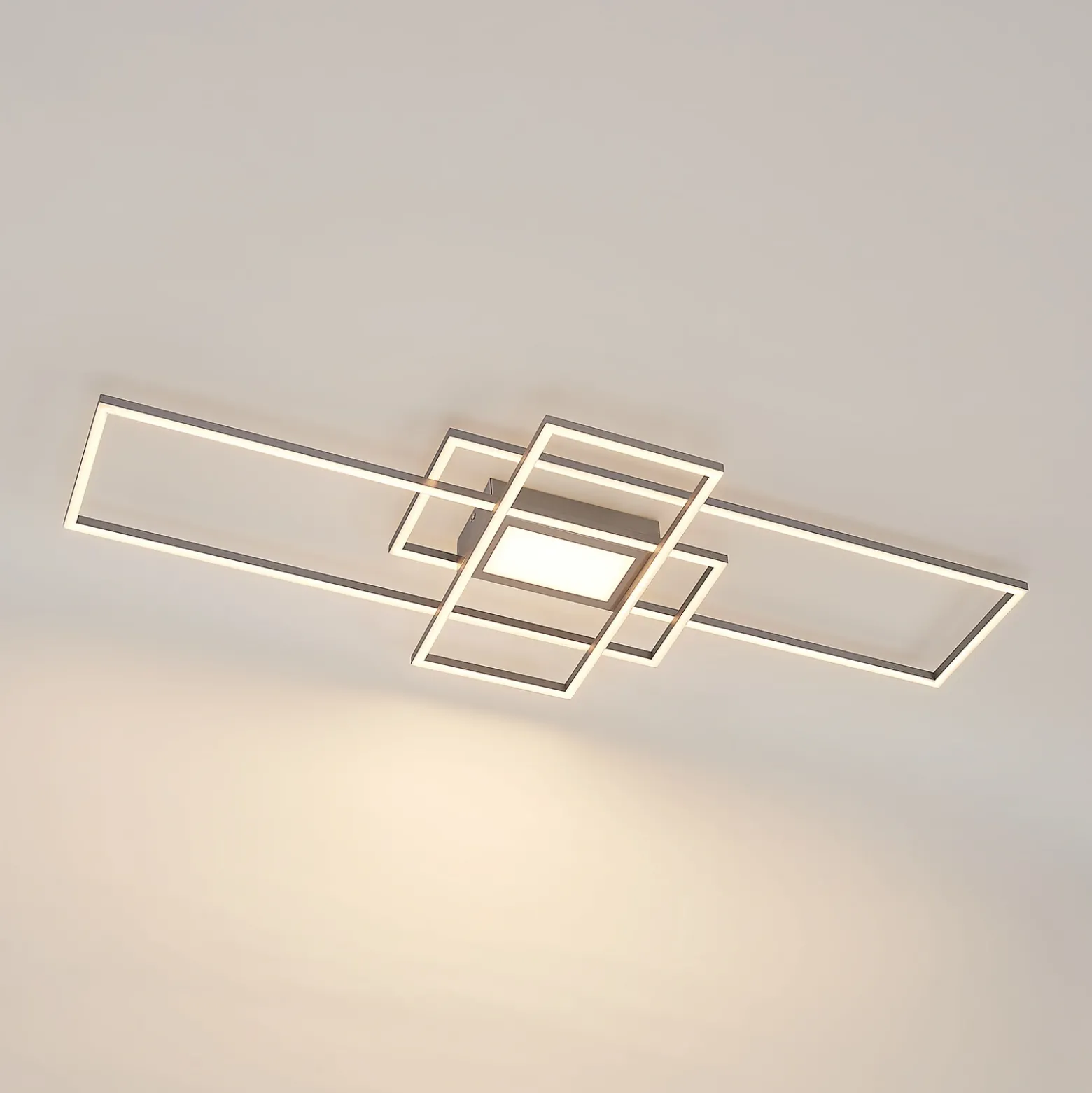 Plafón LED Lindby Caitlin, níquel, metal, 105cm