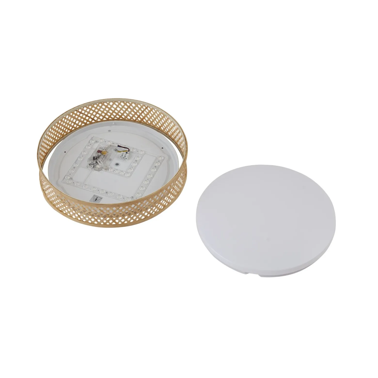 Plafón LED Lindby Eilif, bambú, Ø 40 cm
