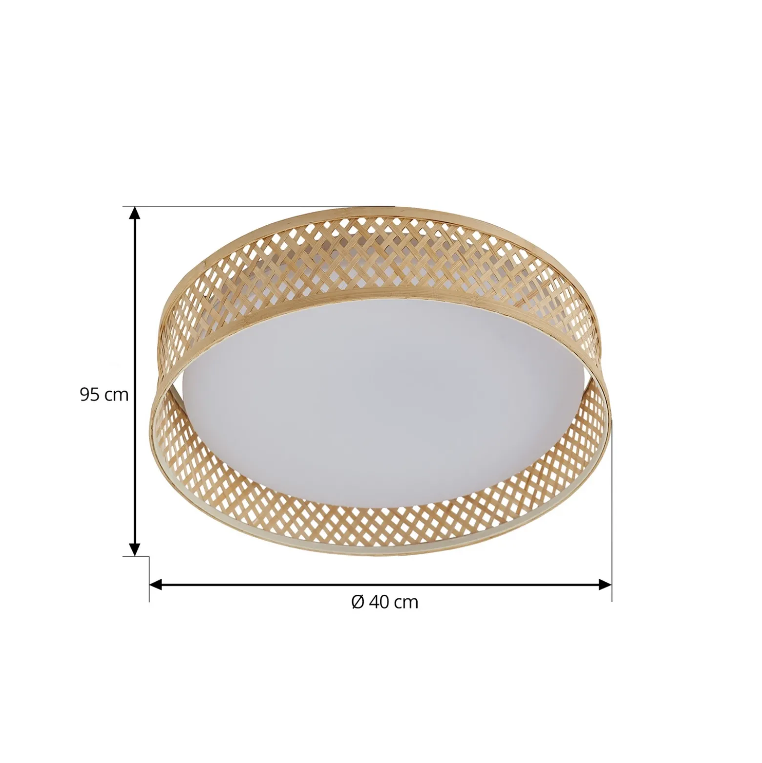 Plafón LED Lindby Eilif, bambú, Ø 40 cm
