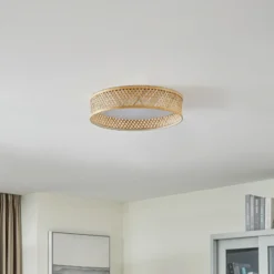 Plafón LED Lindby Eilif, bambú, Ø 40 cm