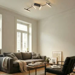 Plafón LED Lindby Eldrin, 4 luces, negro, tira de luz