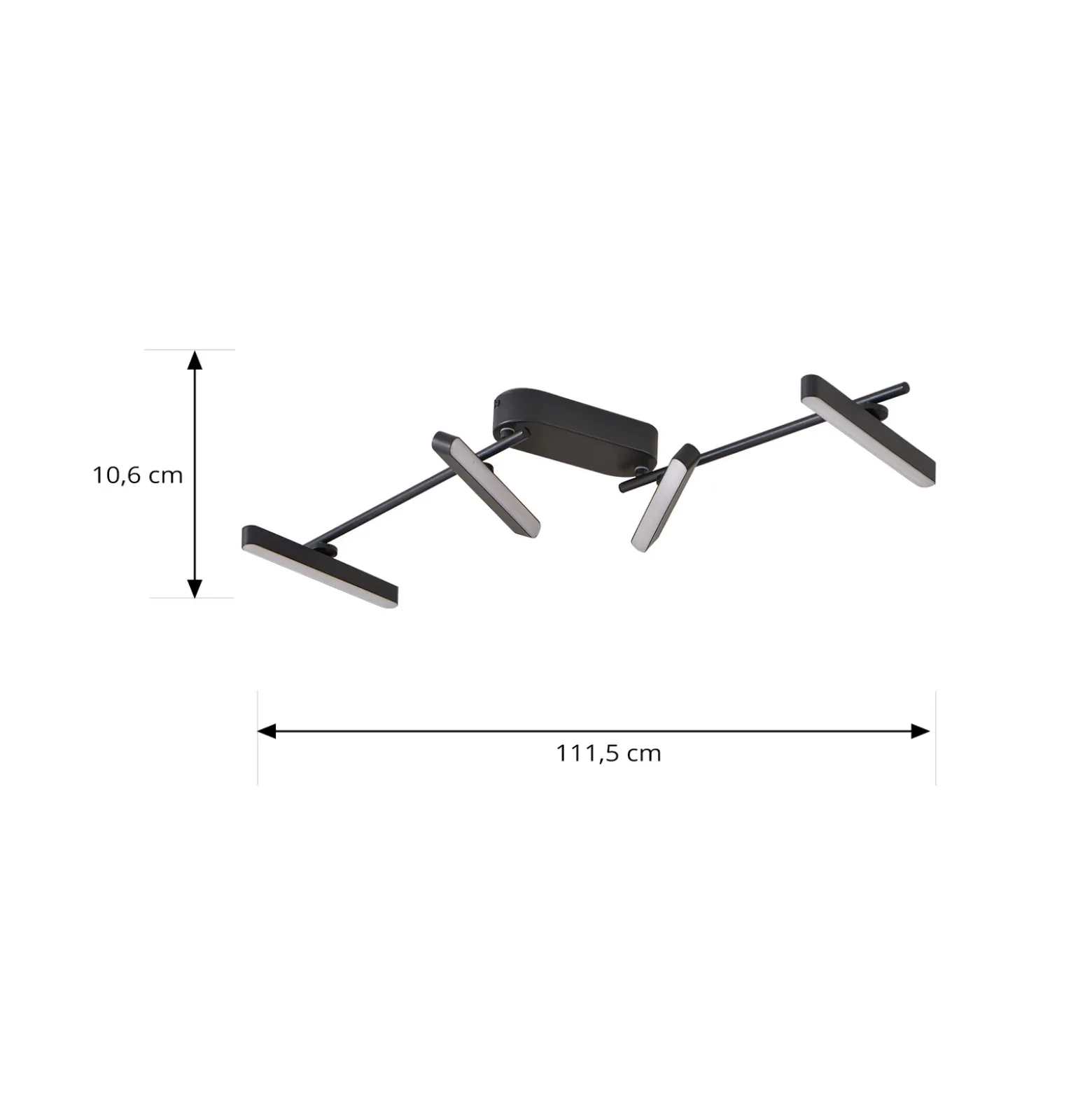 Plafón LED Lindby Eldrin, 4 luces, negro, tira de luz